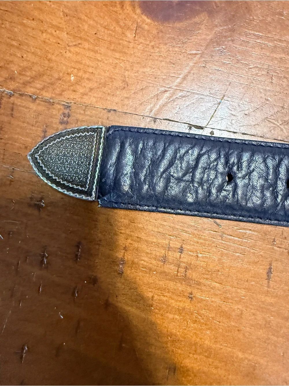 American Angel Black Leather Belt with Angel Buckle size Small